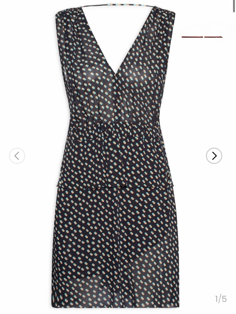Animale Black Mini Dress with Cream and Light Blue Polka Dots